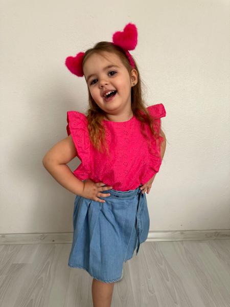 Fuşya Fisto Bluz&Denim Etek Takım